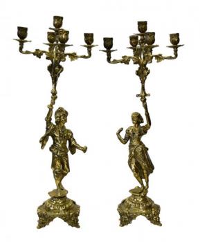Zwei Kandelaber - Bronze - 1880